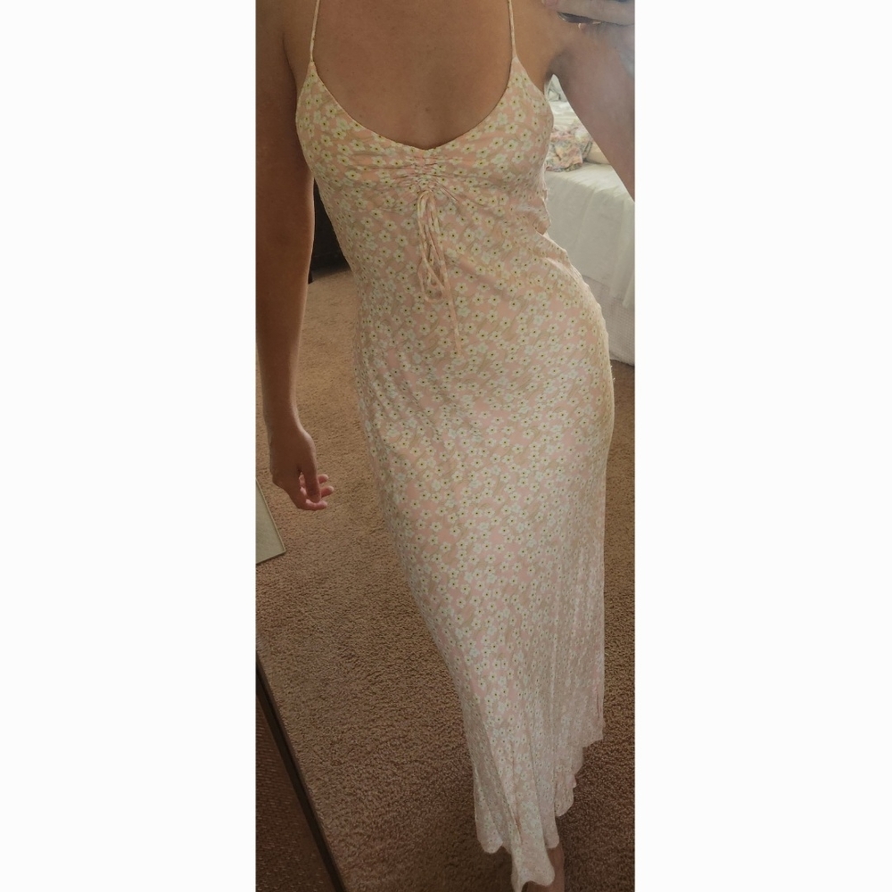 Zara Floral Maxi Dress in Cream and Pink